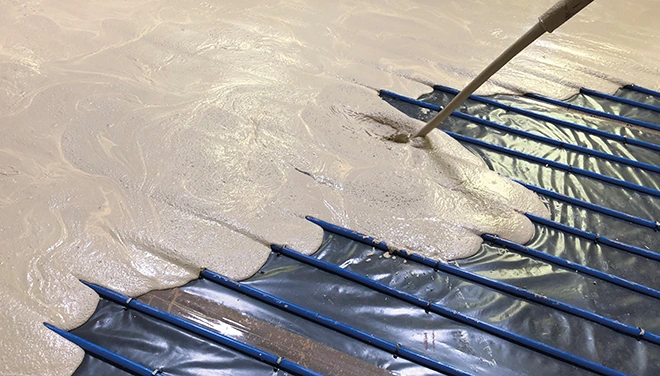 Axtell floor Gypsol screed mixing pour